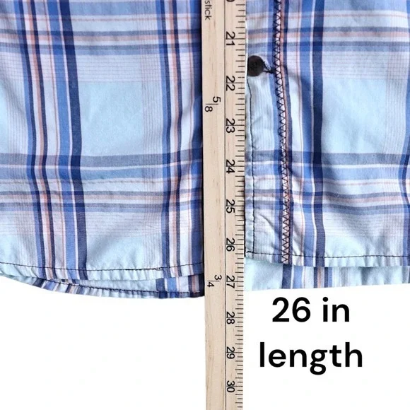 KAVU Mens Large Blue Plaid Short Sleeve Button‎ Up Outdoor Casual Shirt - Picture 12 of 16